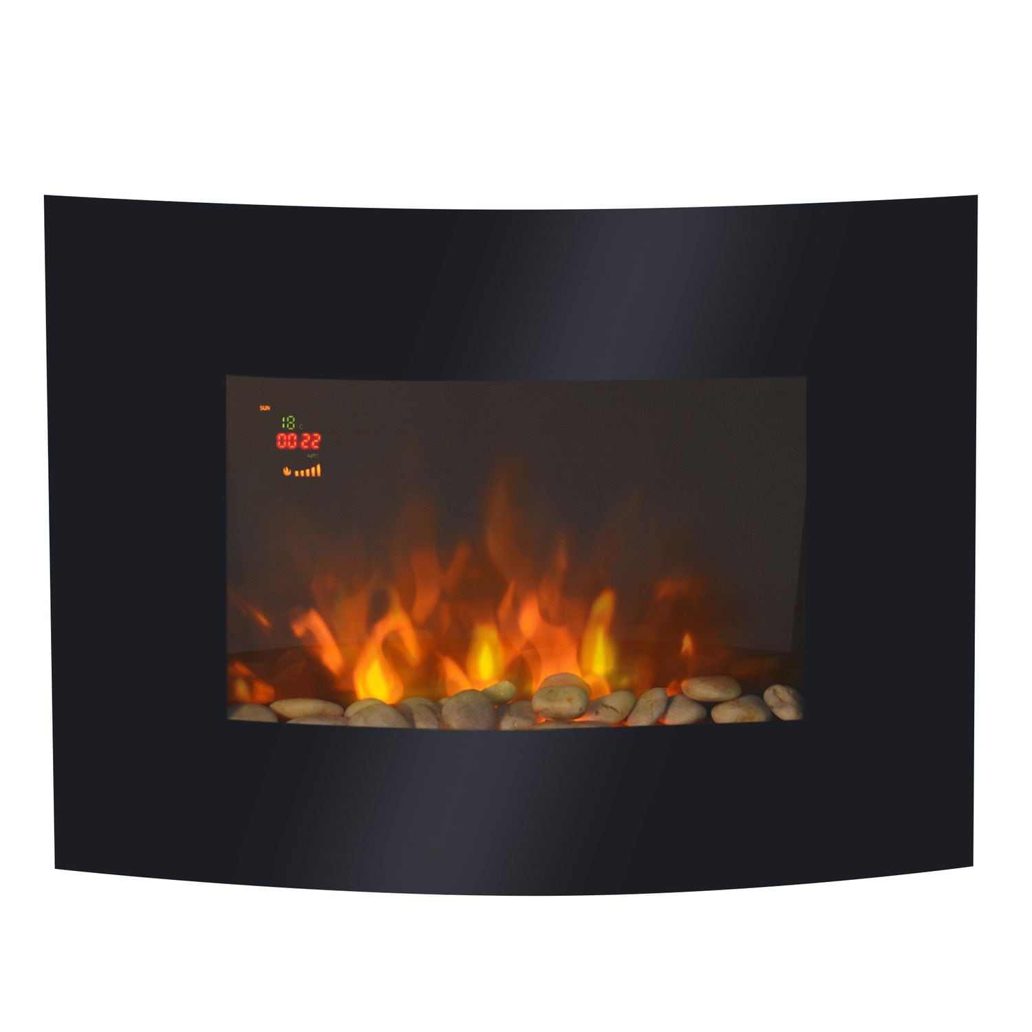 HOMCOM LED Backlit Fireplace Electric Wall Mounted Fire Place 7 Colour Heater 18