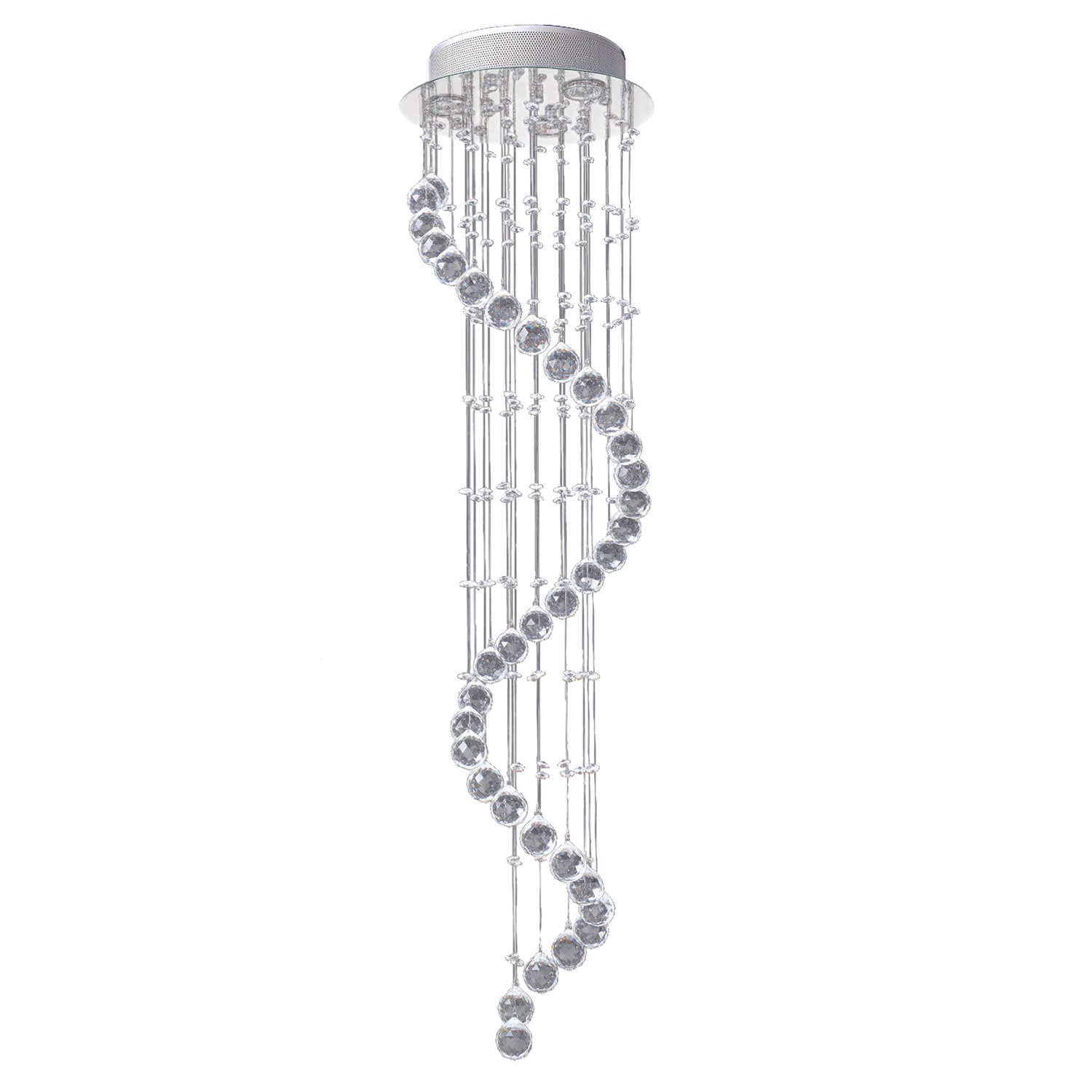 HOMCOM Modern Crystal Droplet Ceiling Light Spiral Cascading Chandelier Lamp Bed