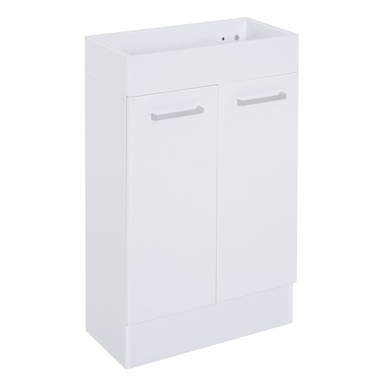kleankin Bathroom Vanity Unit Wash Basin Base Cabinet Two Doors with Ceramic Sin