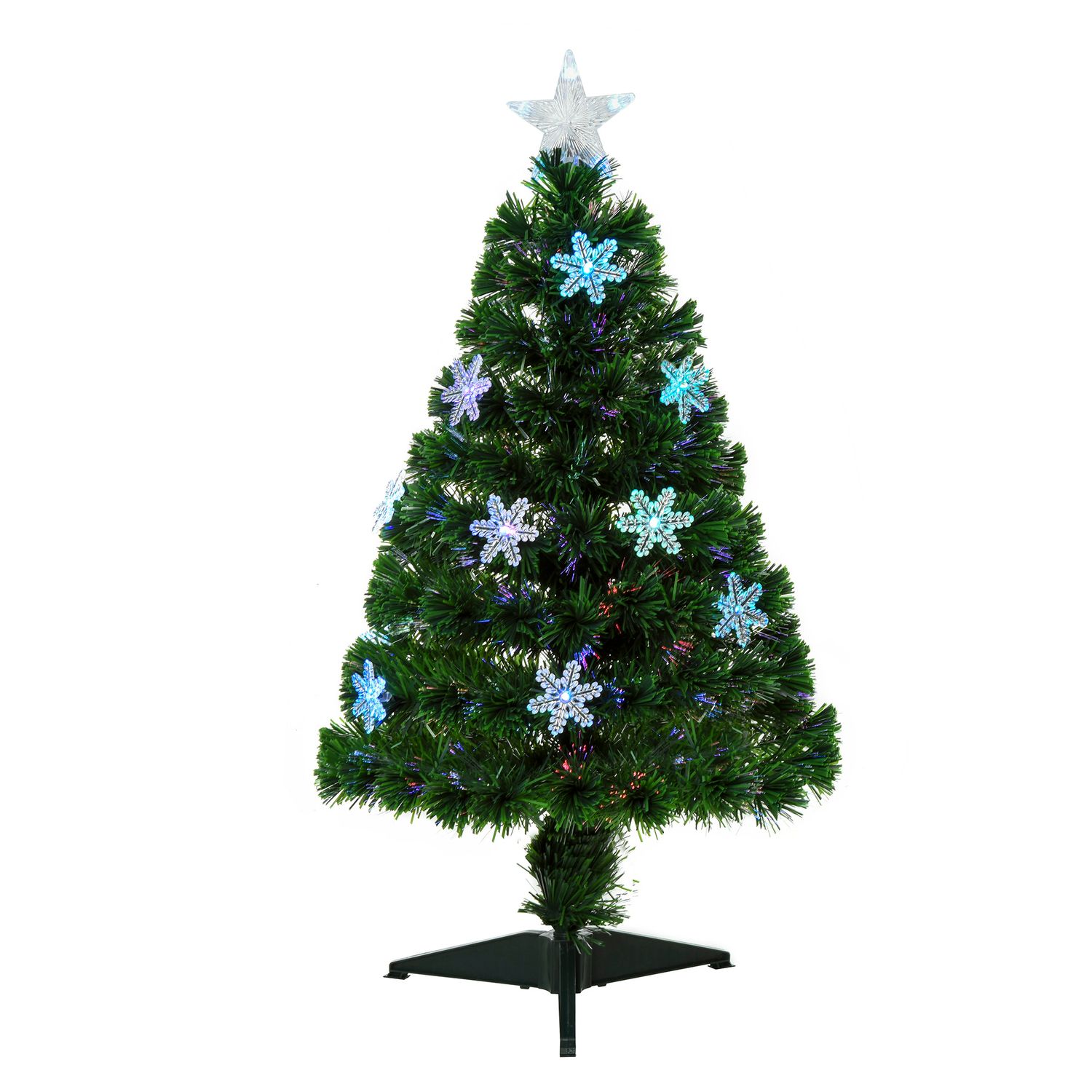 HOMCOM 3FT Artificial Christmas Xmas Tree Colourful LED Snowflake From 7.99 Gree