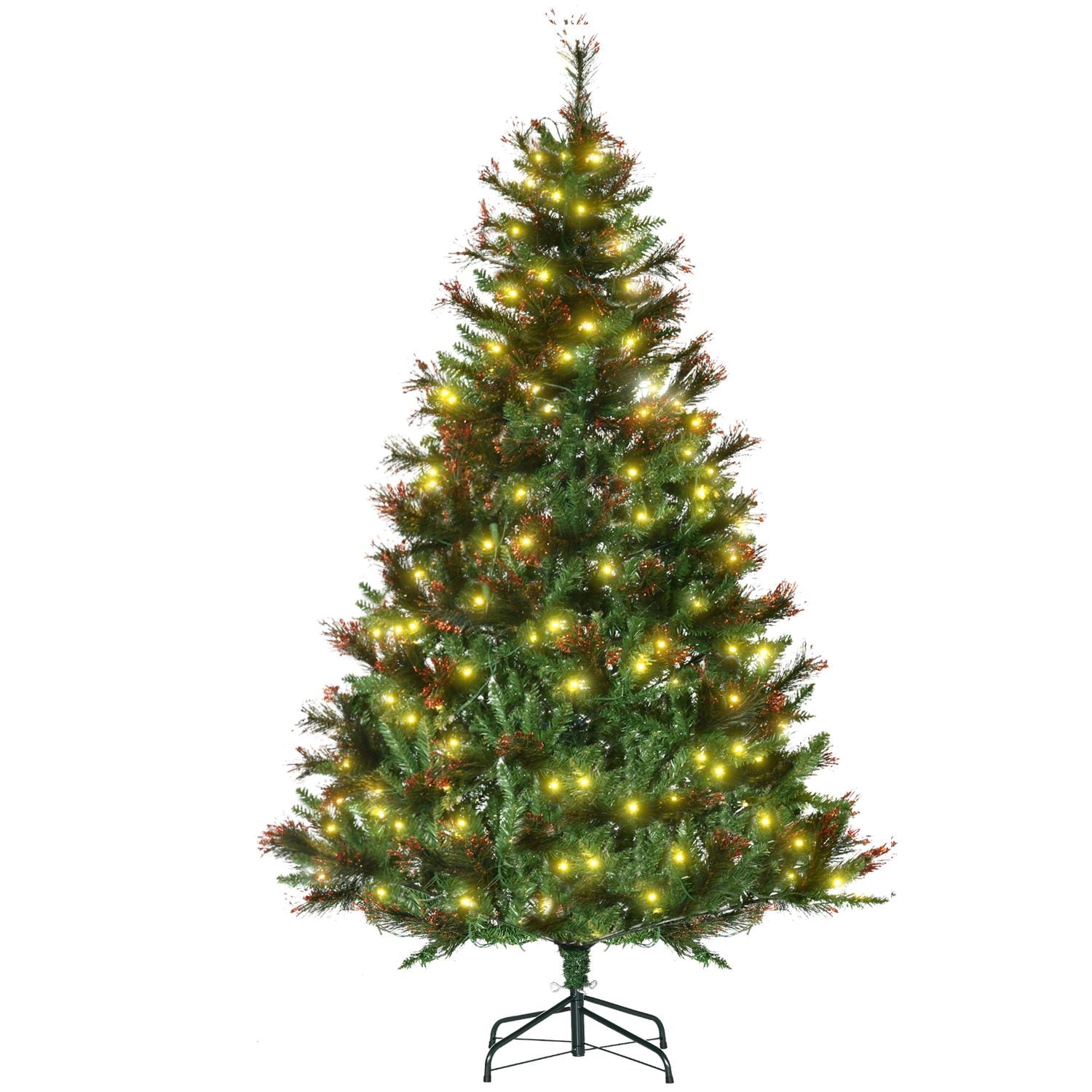 HOMCOM 1.8m Pre-Lit Christmas Tree Artificial Spruce Xmas Tree Holiday D COR Sta