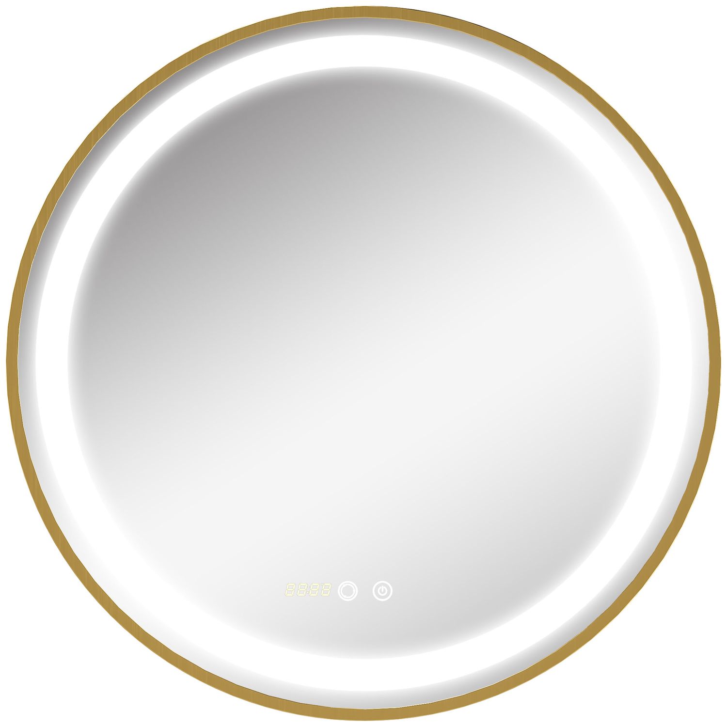 kleankin LED Bathroom Mirror Wall Mounted Round Vanity Mirror W/Lights, Time Dis
