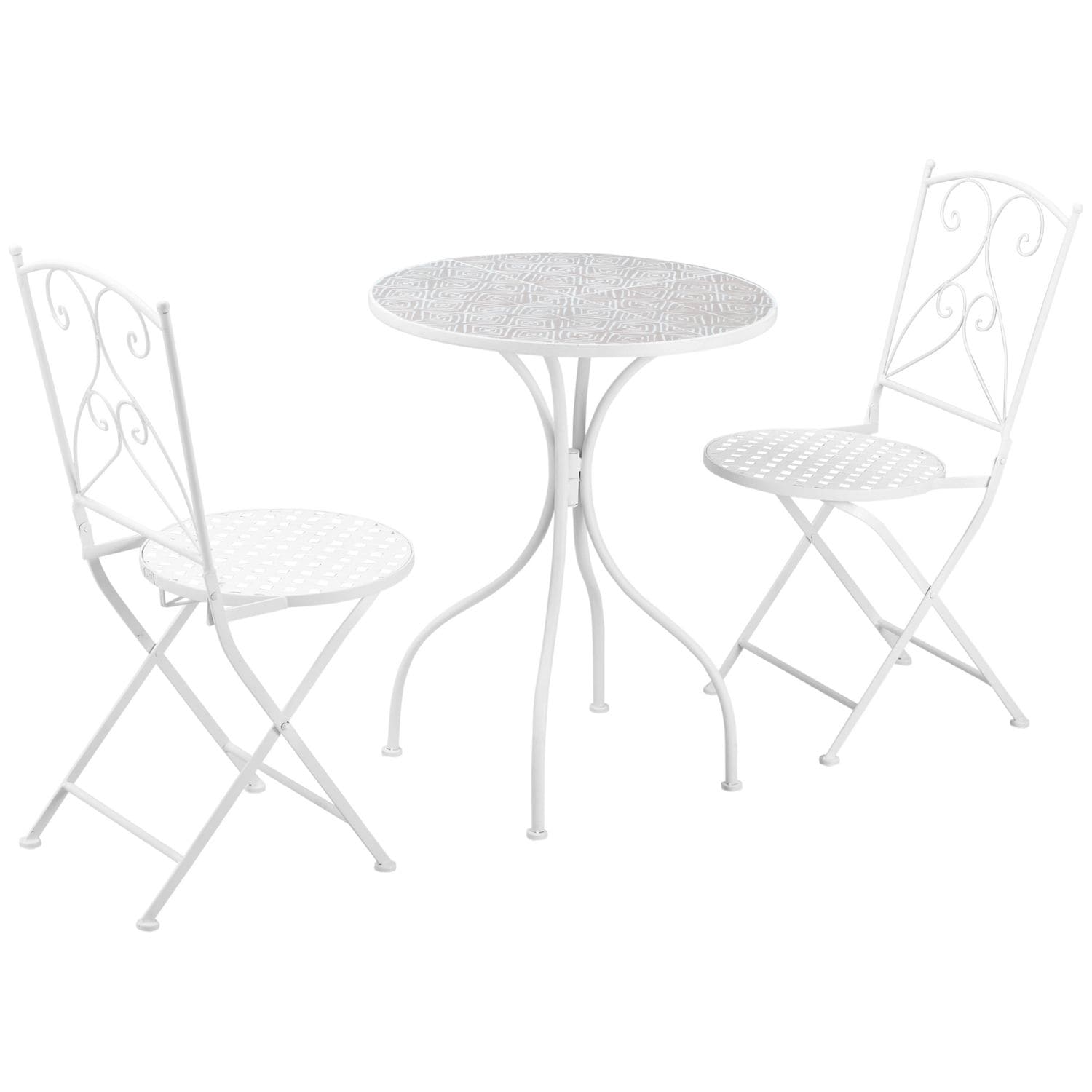 Outsunny 3 Piece Garden Bistro Set Folding Outdoor Chairs & Mosaic Tabletop for