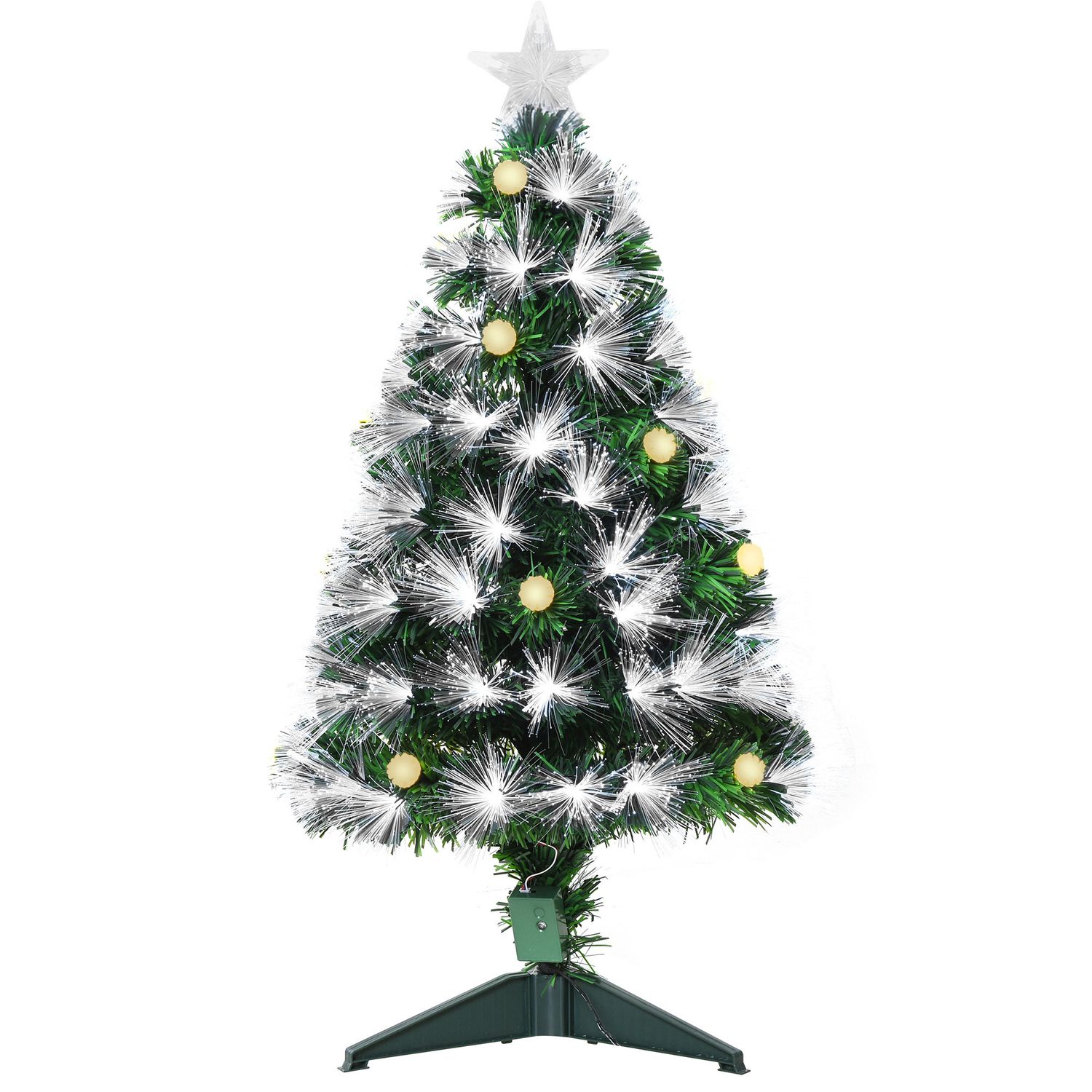 HOMCOM 3ft White Light Artificial Christmas Tree w/90 LEDs Star Topper Tri-Base