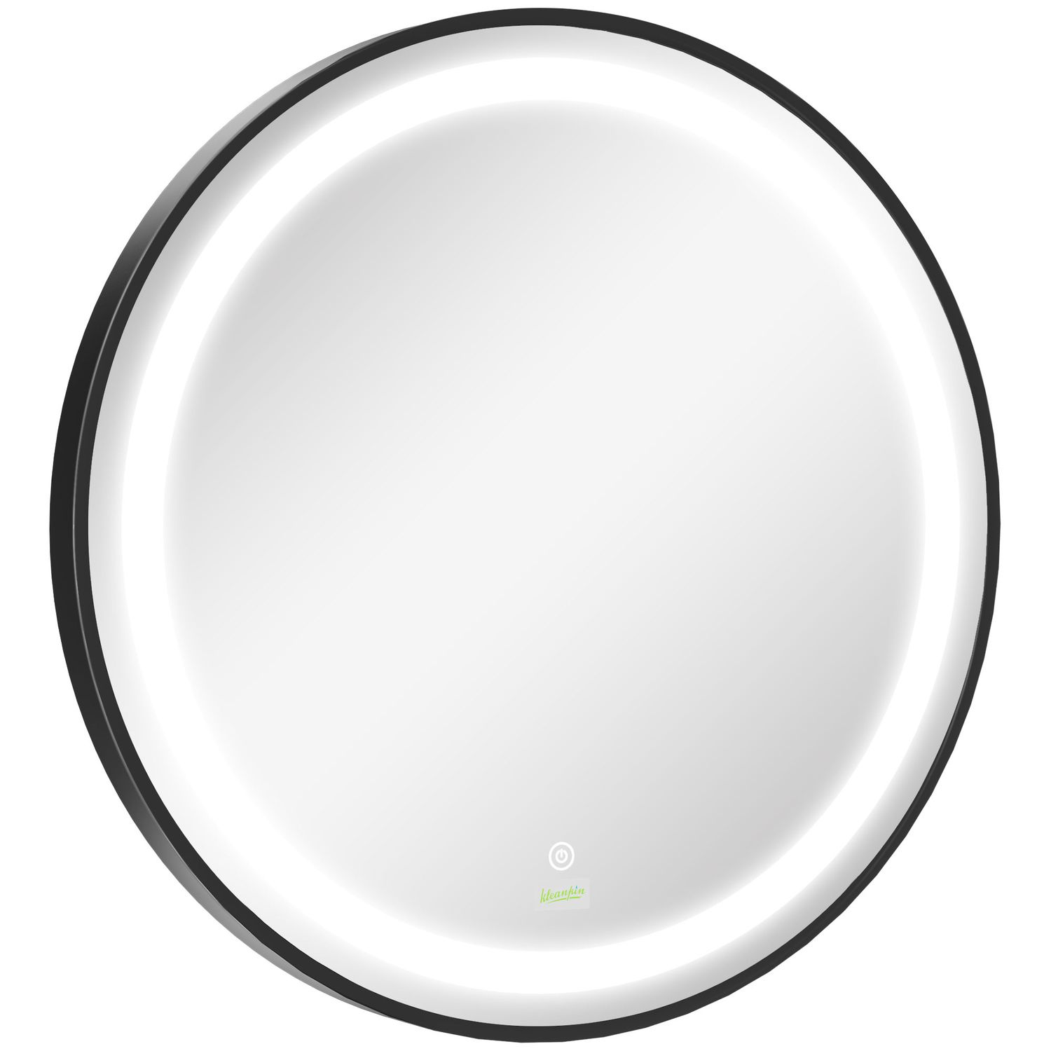 kleankin LED Smart Bathroom Mirror Wall Mounted Round Vanity Mirror W/Lights, Bl