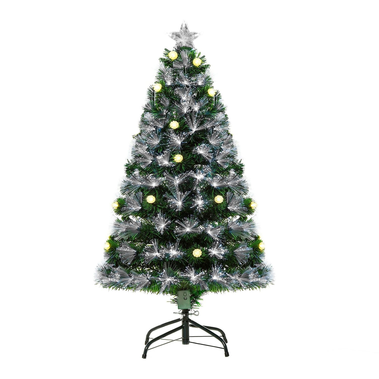 HOMCOM 4ft White Light Artificial Christmas Tree w/130 LEDs Star Topper Tri-Base