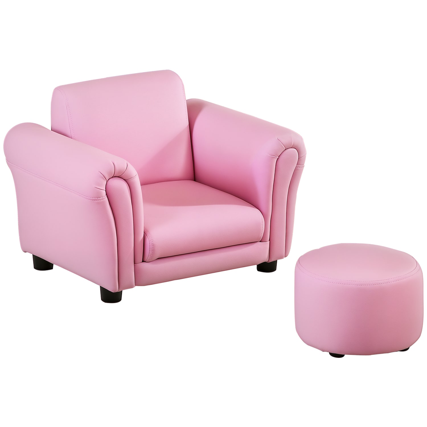 HOMCOM Kids Sofa Children Chair Seat Armchair W/Footstool Playroom Bedroom Pink