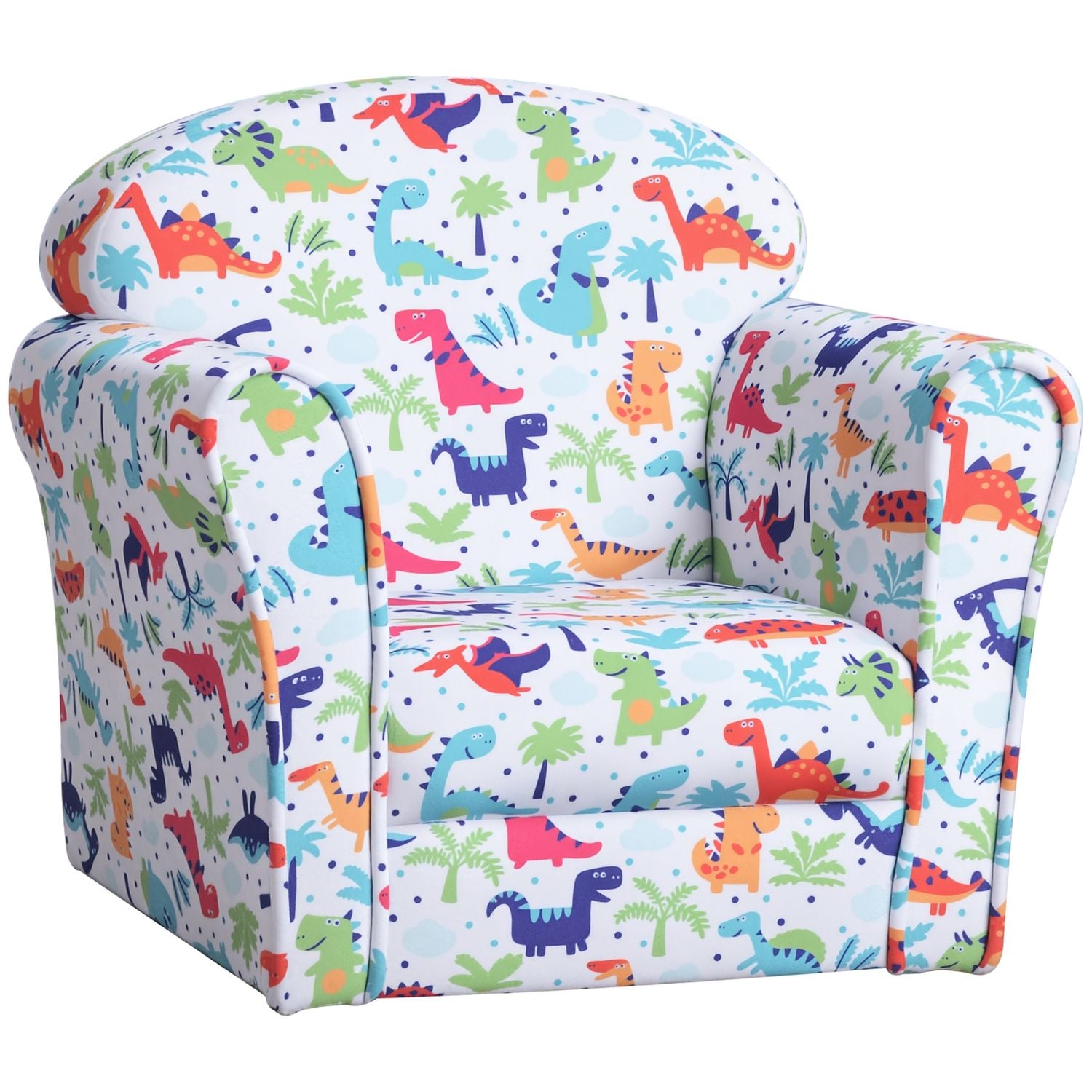 HOMCOM Children's Armchair Kids Sofa Tub Chair Seat Cartoon Flannel Wooden Non-S