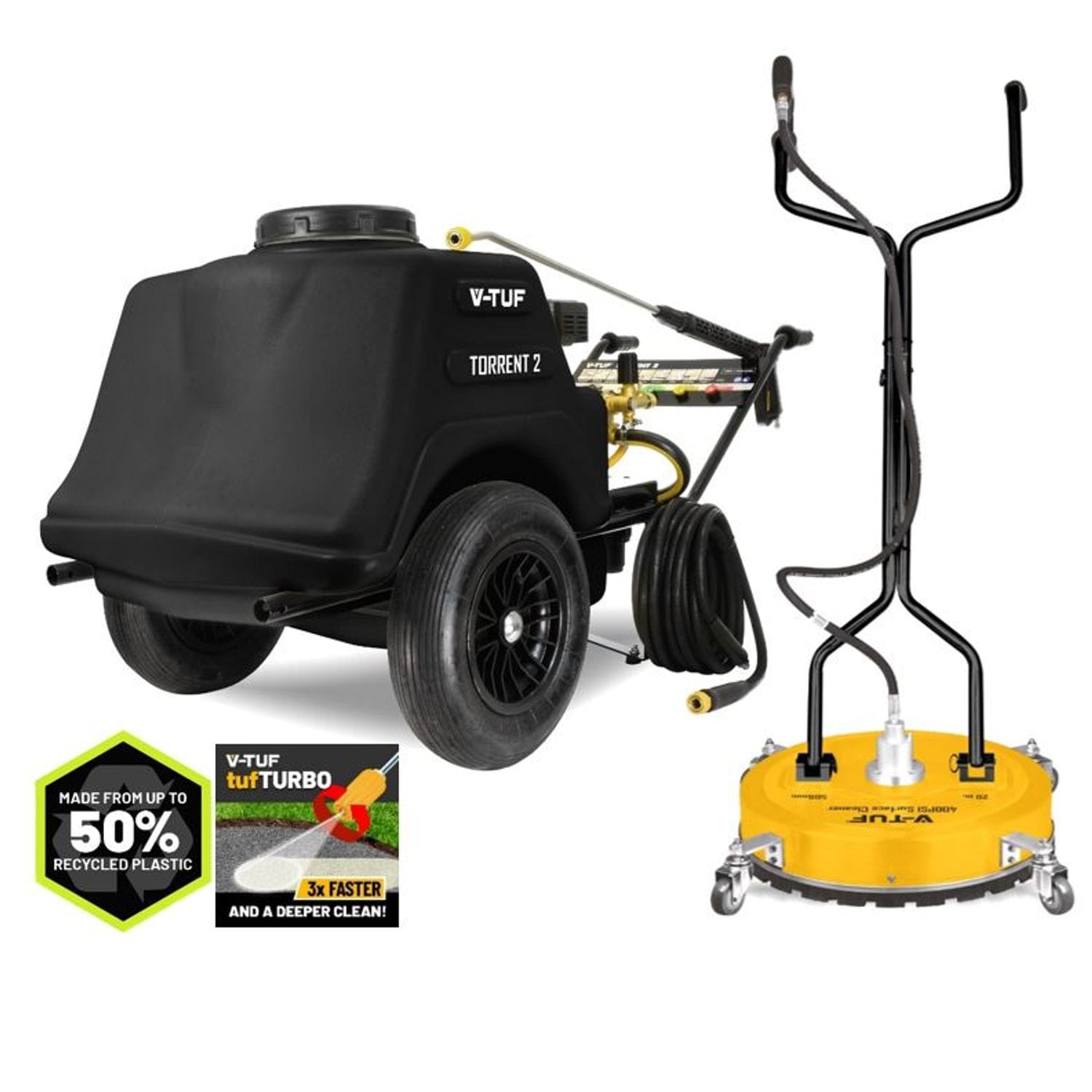 V-Tuf Torrent 2 7HP Mini-Bowser Petrol Pressure Washer 190 Bar 13L/min + 19" Pol