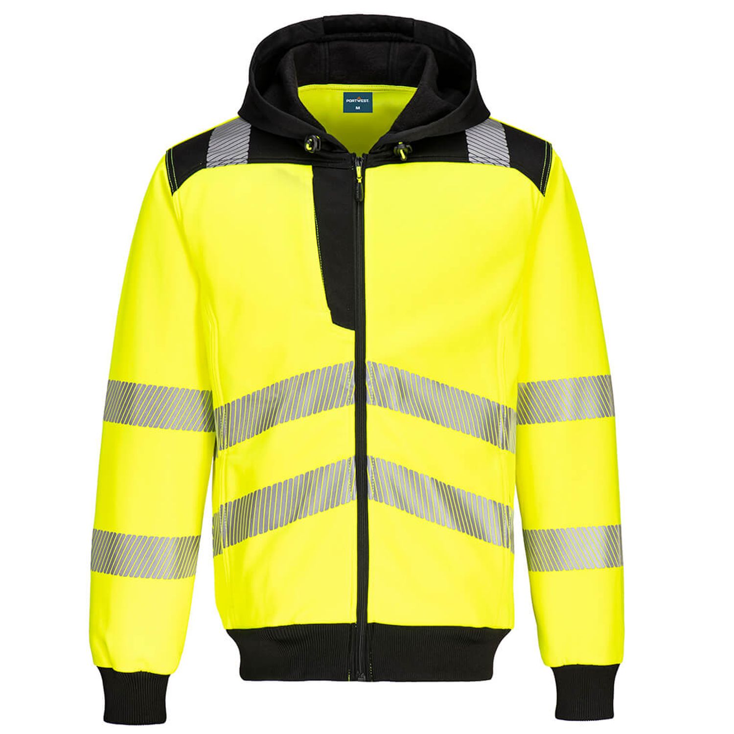 Portwest PW3 Hi-Vis Zip Hoodie, Yellow/Black, Small, Regular