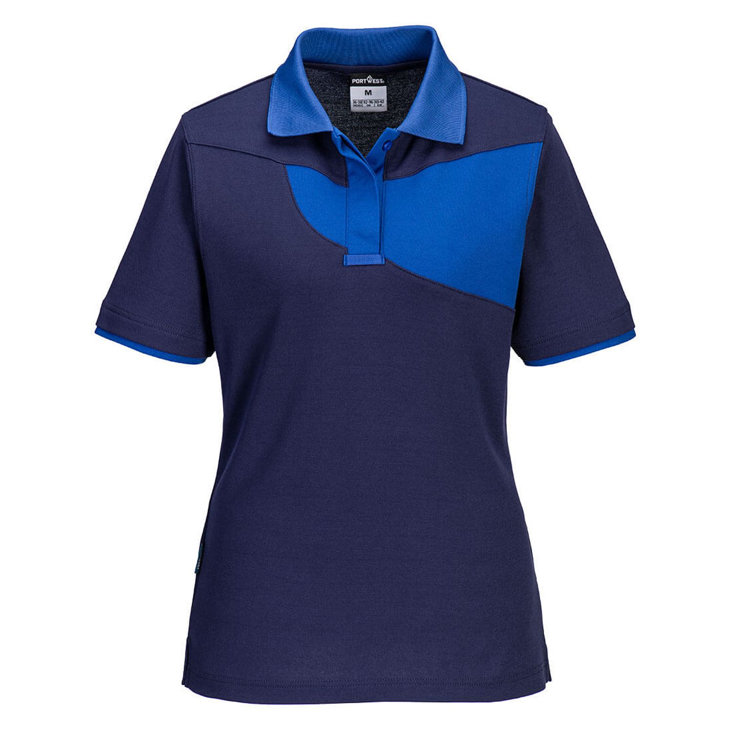 Portwest PW2 Women's Polo Shirt Short Sleeve, Navy/Royal, XXL, Regular