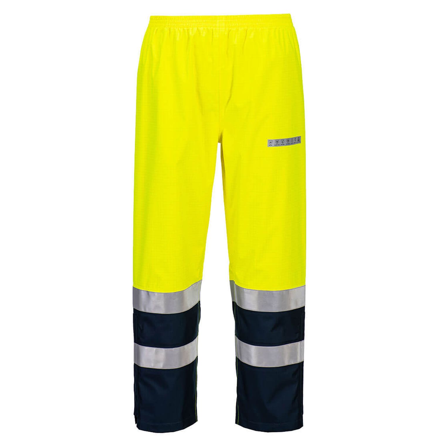 Portwest Bizflame Rain+ Hi-Vis Light Arc FR Trouser, Yellow/Navy, Medium, Regula