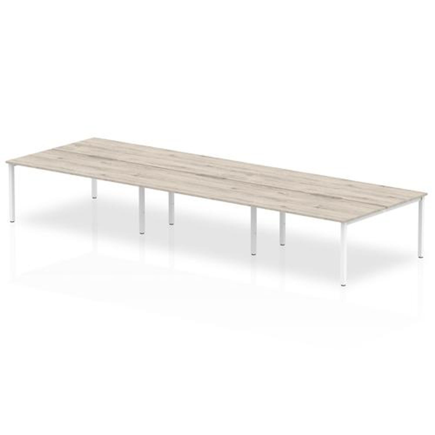 Evolve 1200 B2B 6P Desk Grey Oak White Frame