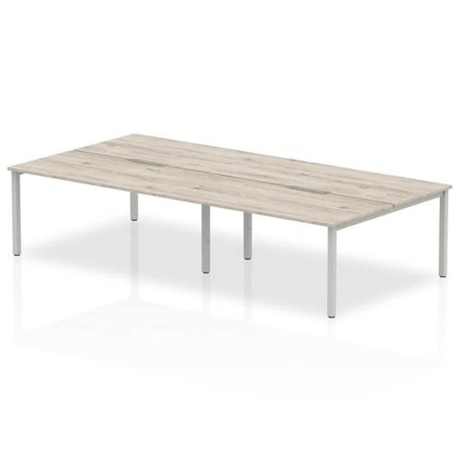 Evolve 1400 B2B 4P Desk Grey Oak Silver Frame