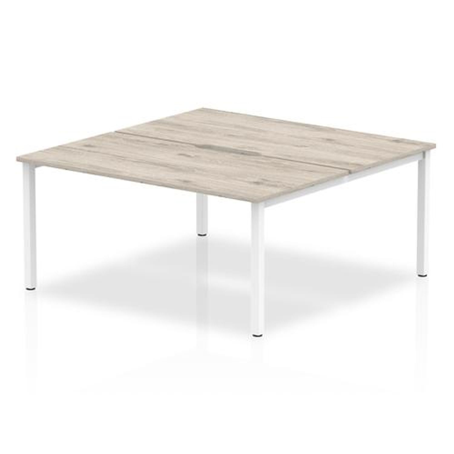 Evolve 1600 B2B 2P Desk Grey Oak White Frame