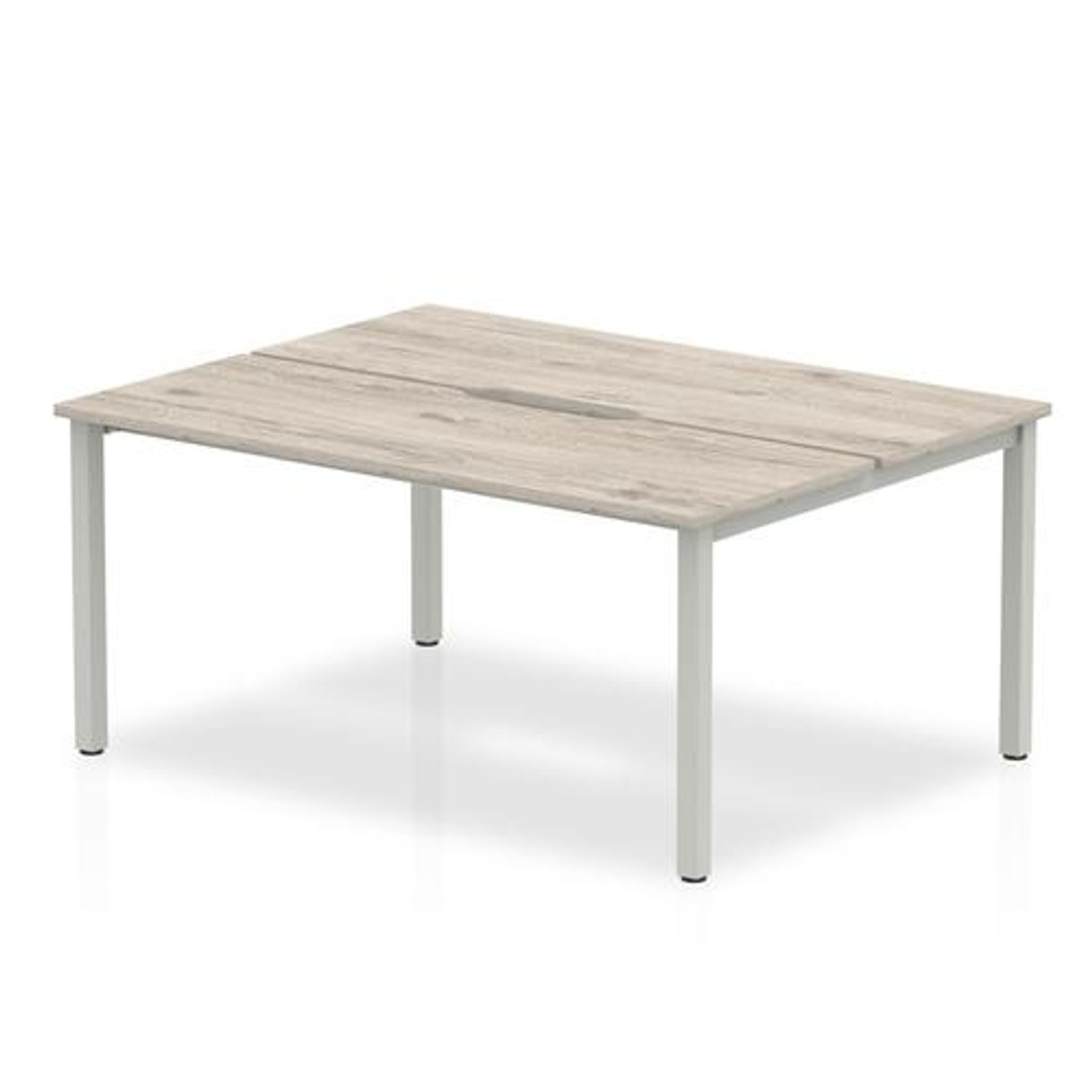Evolve 1600 B2B 2P Desk Grey Oak Silver Frame