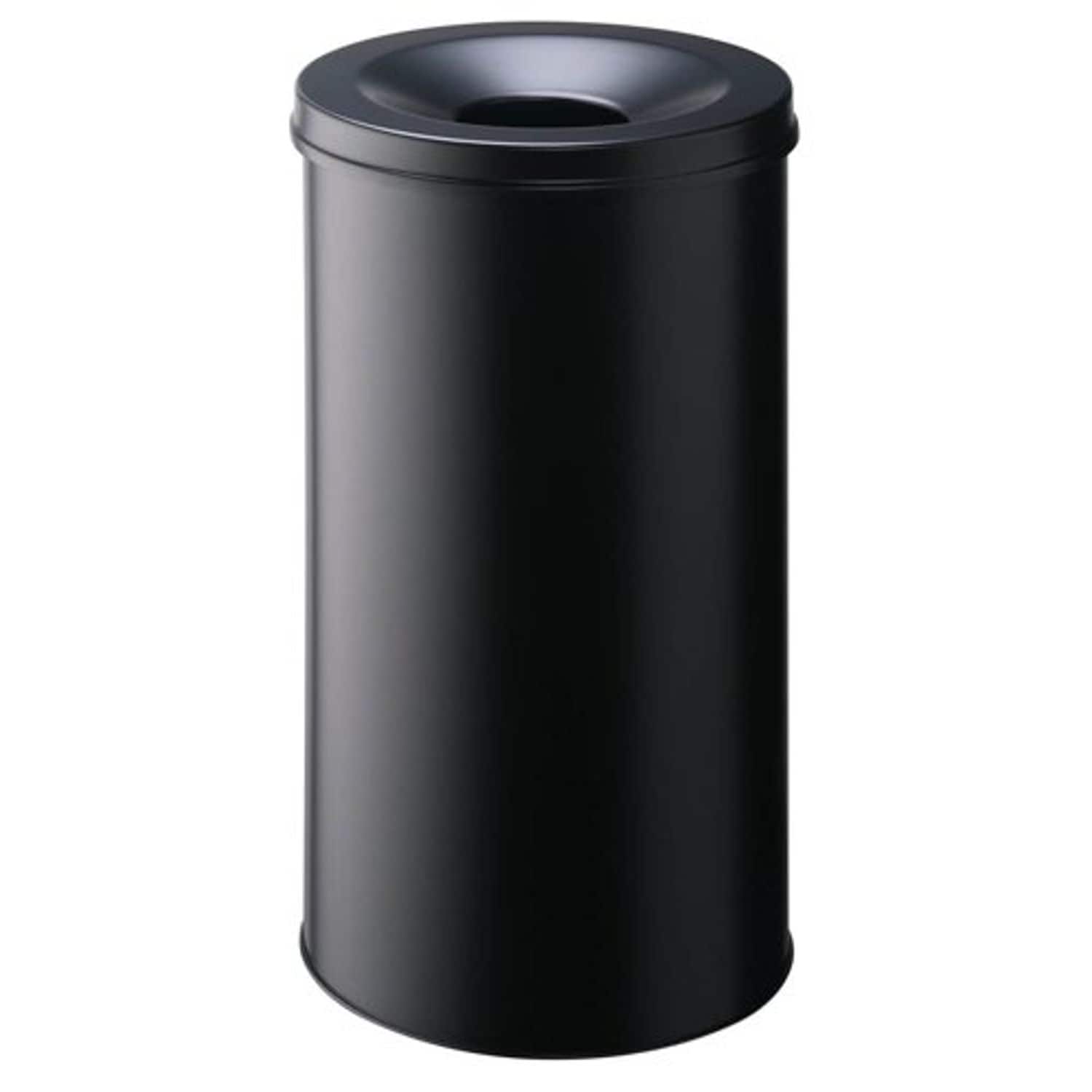 Durable Safe Waste Bin Metal Round 60L Bin Bk