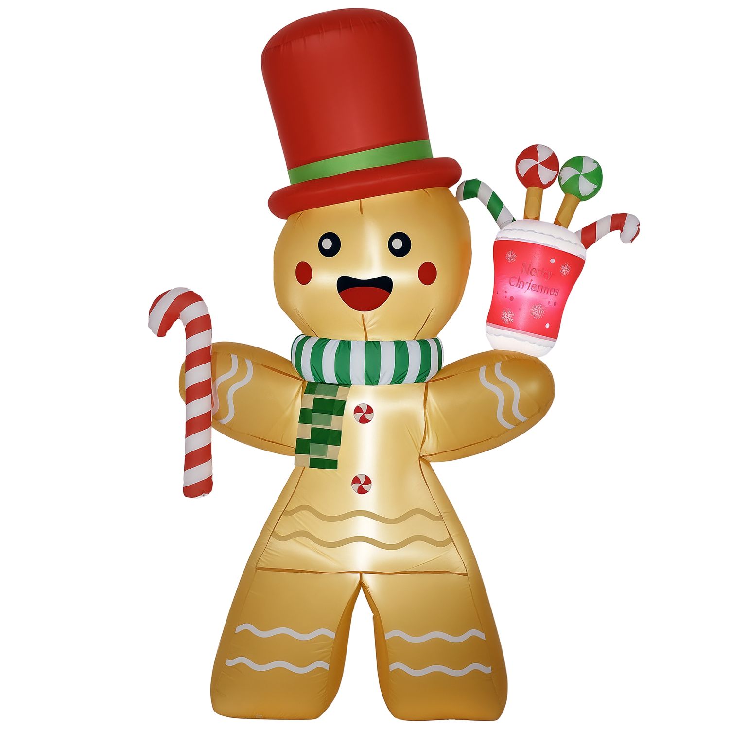 Outsunny 7.5ft Christmas Inflatables Gingerbread Man Blow-Up Outdoor LED Garden