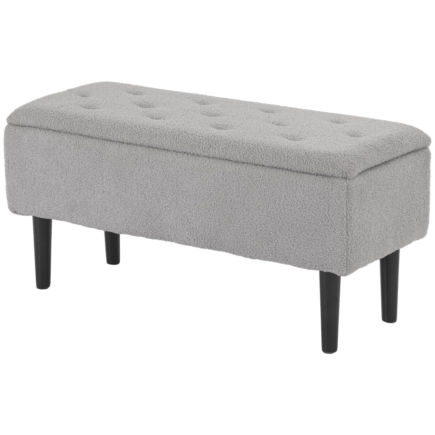 Outsunny 15" Modern Ottoman Storage Box with Wooden Legs and 47L Storage Capacit