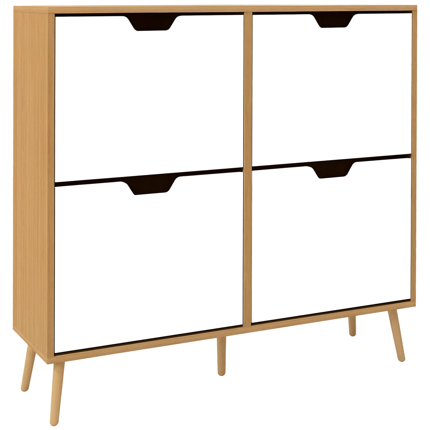 Outsunny Shoe Storage Cabinet with 4 Flip Drawers for 16 Pairs of Shoes Natural