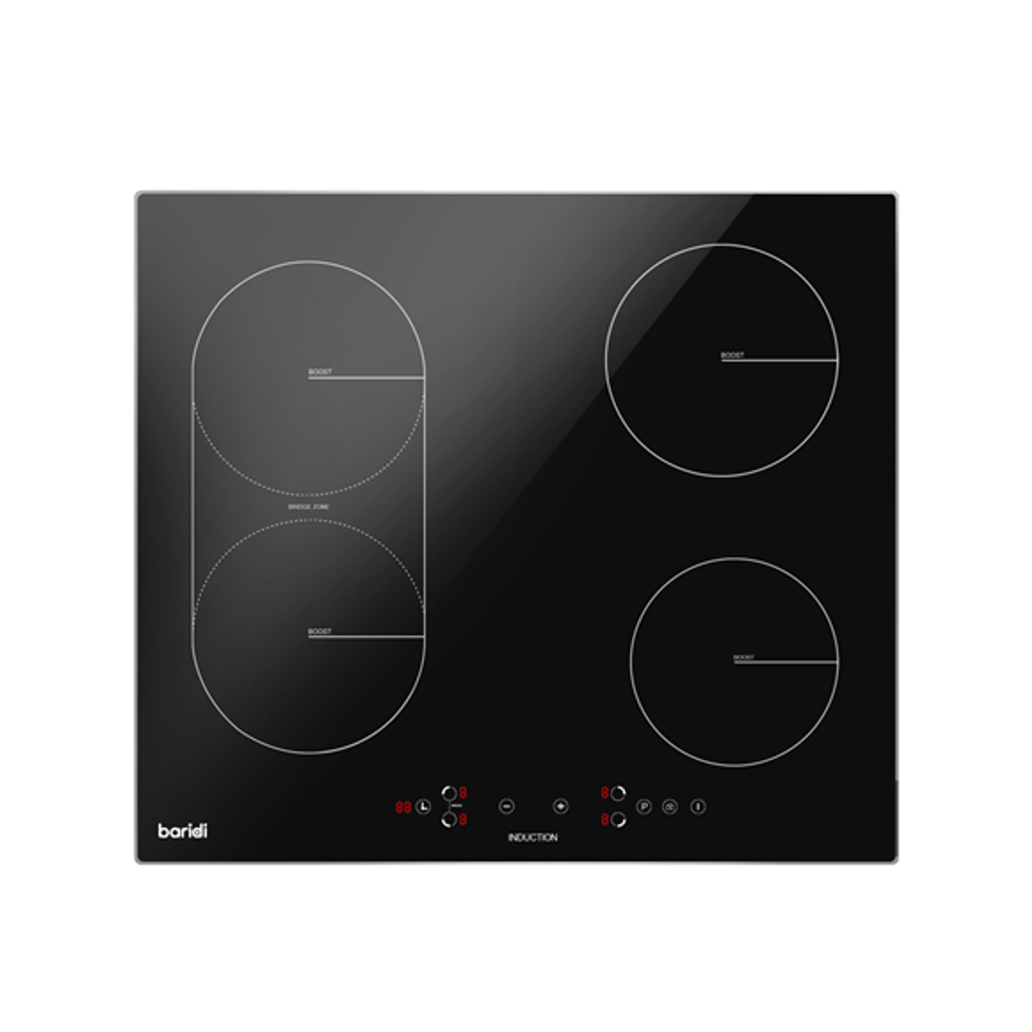 Baridi Baridi 60cm Bridge Zone Induction Hob 4 Zones Boost Function 9 Power Sett
