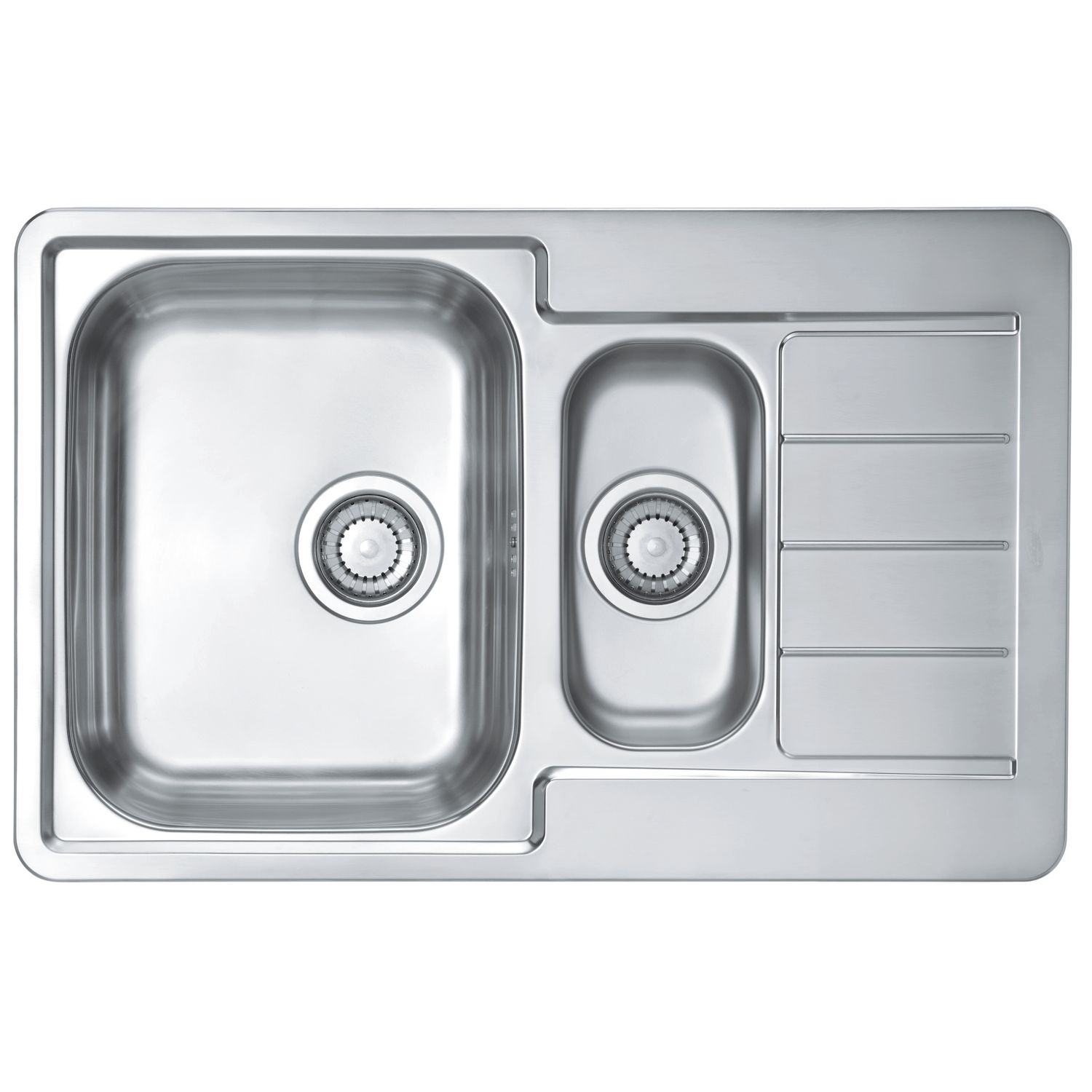 ALVEUS Line 70 StaiNLess Steel 790x500mm 1.5 Inset Mounted Waste Kit and Mountin