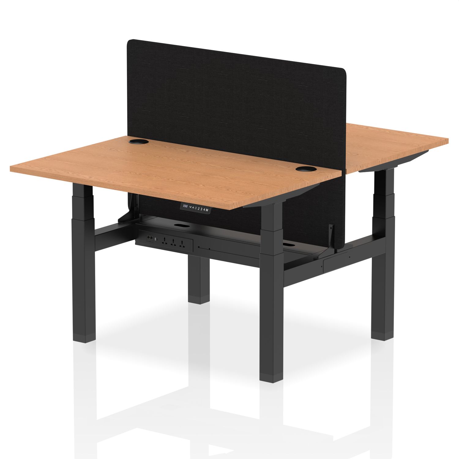 Air 1200 x 800mm Height Adjustable 2 Person Bench Desk Oak Top with Cable Ports