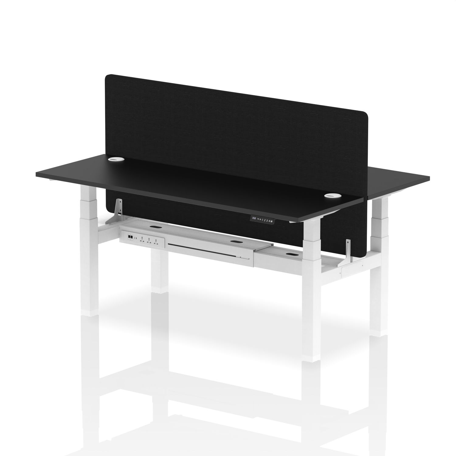 Air 1800 x 600mm Height Adjustable 2 Person Bench Desk Black Top with Cable Port