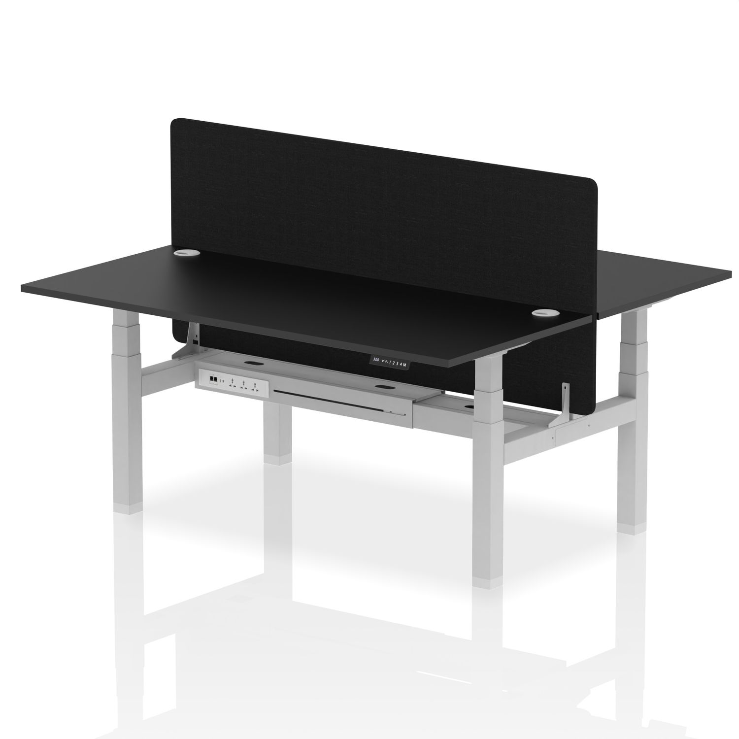 Air 1800 x 800mm Height Adjustable 2 Person Bench Desk Black Top with Cable Port