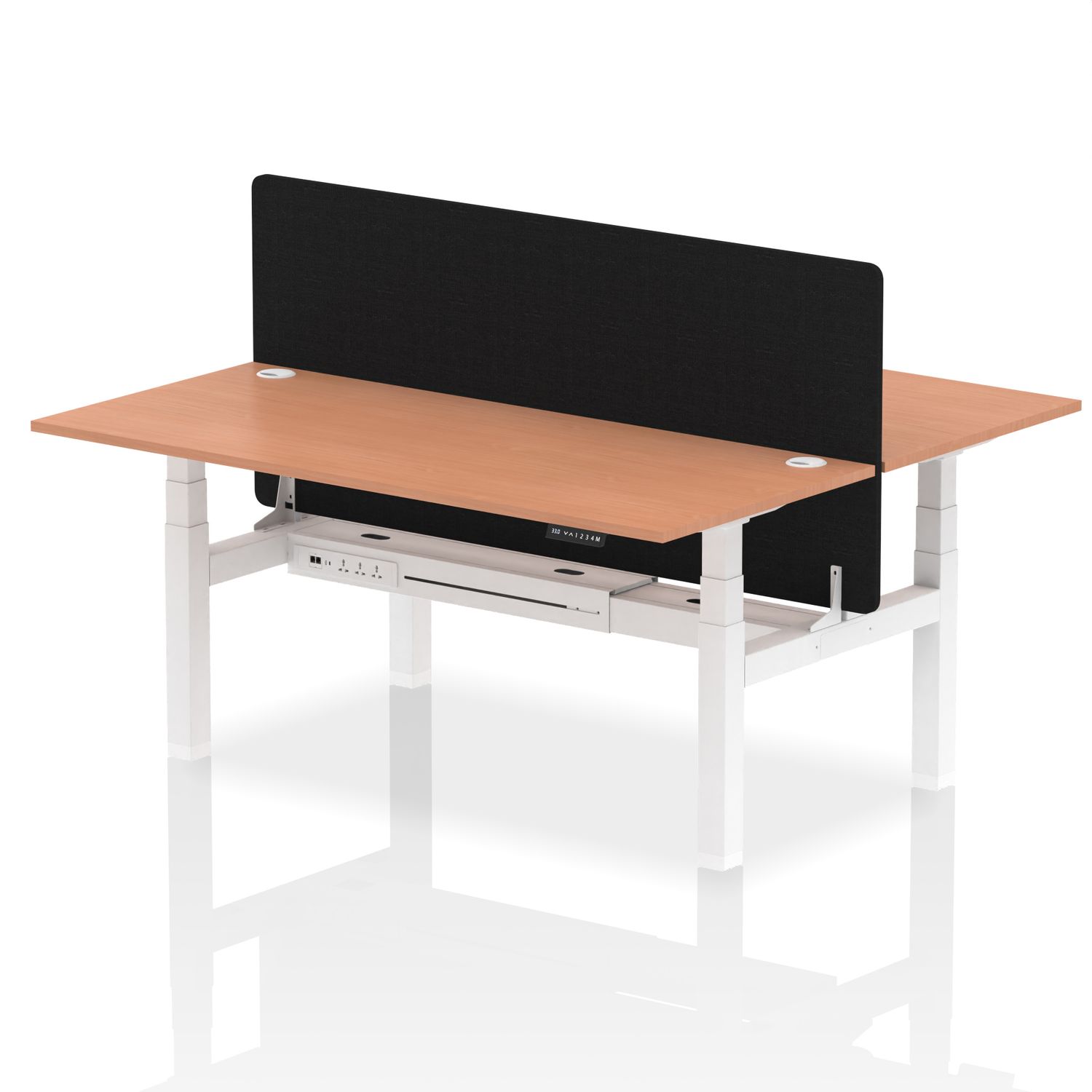 Air 1800 x 800mm Height Adjustable 2 Person Bench Desk Beech Top with Cable Port