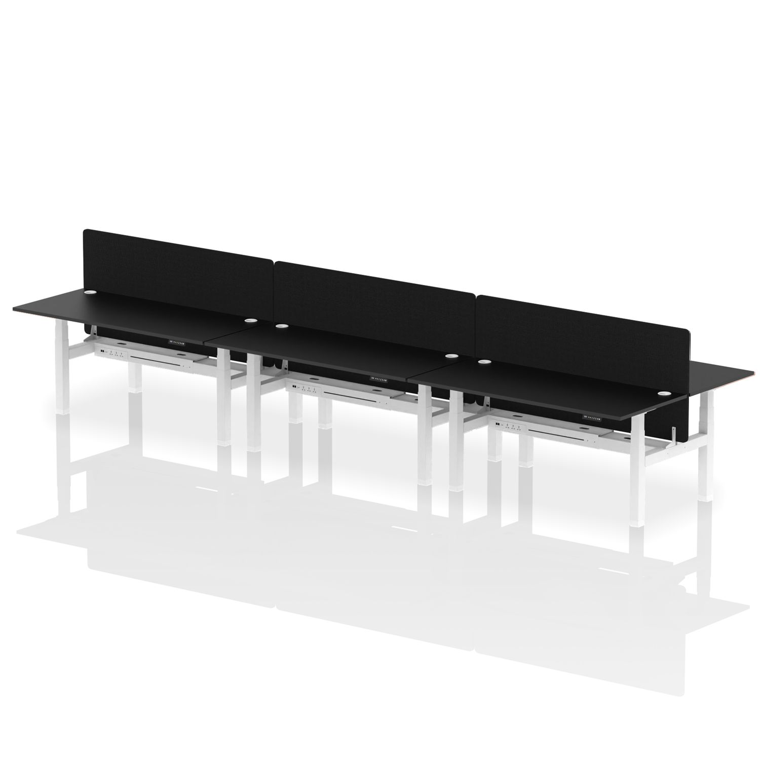 Air 1800 x 800mm Height Adjustable 6 Person Bench Desk Black Top with Cable Port