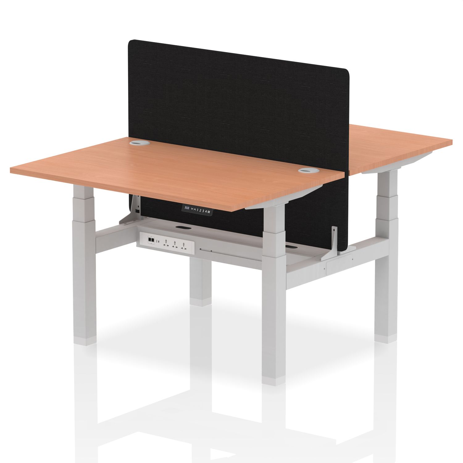 Air 1200 x 800mm Height Adjustable 2 Person Bench Desk Beech Top with Cable Port