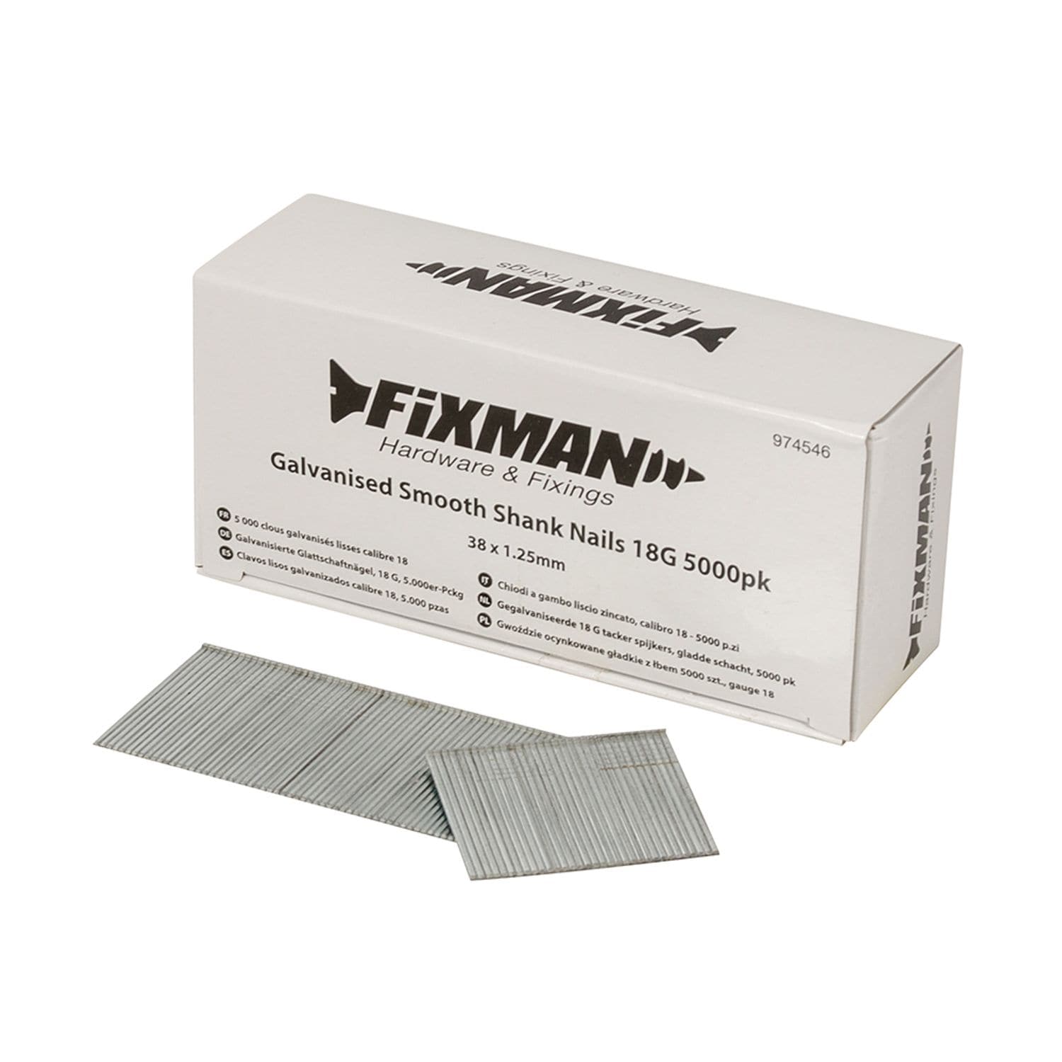 Fixman Galvanised Smooth Shank Nails 18G 5000pk 38 X 1.25mm