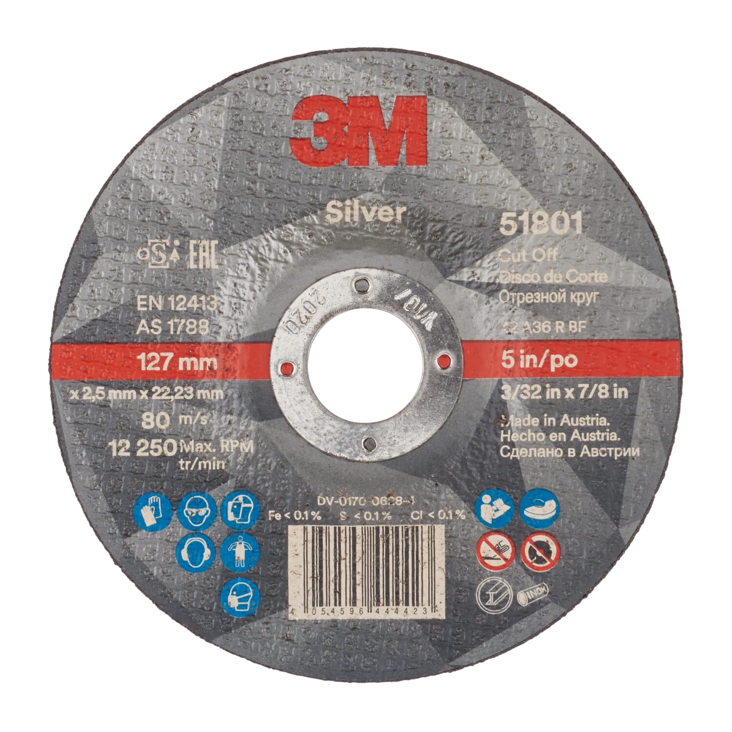 3M Silver Cut-off Wheel, T42, 125 mm x 2.5 mm x 22.23 Mm