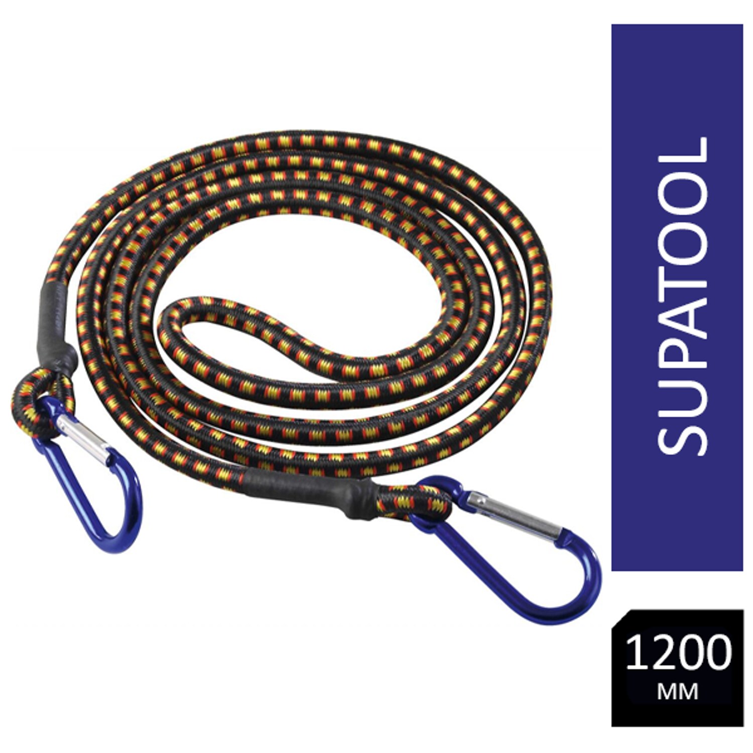 Supatool Bungee Cord with Carabiner Hooks 1200mm x 8mm