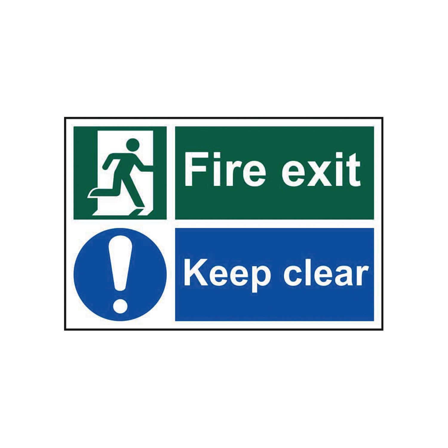 Spectrum Industrial Fire Exit Keep Clear S/A PVC Sign 300x200mm - 1540