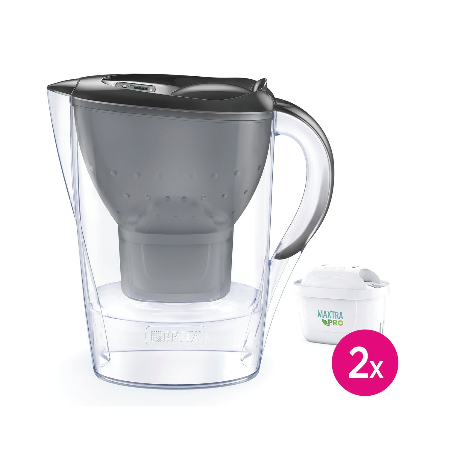 Brita Marella Water Filter Jug 2.4L Cool Graphite + 2 Cartridges - 1051134