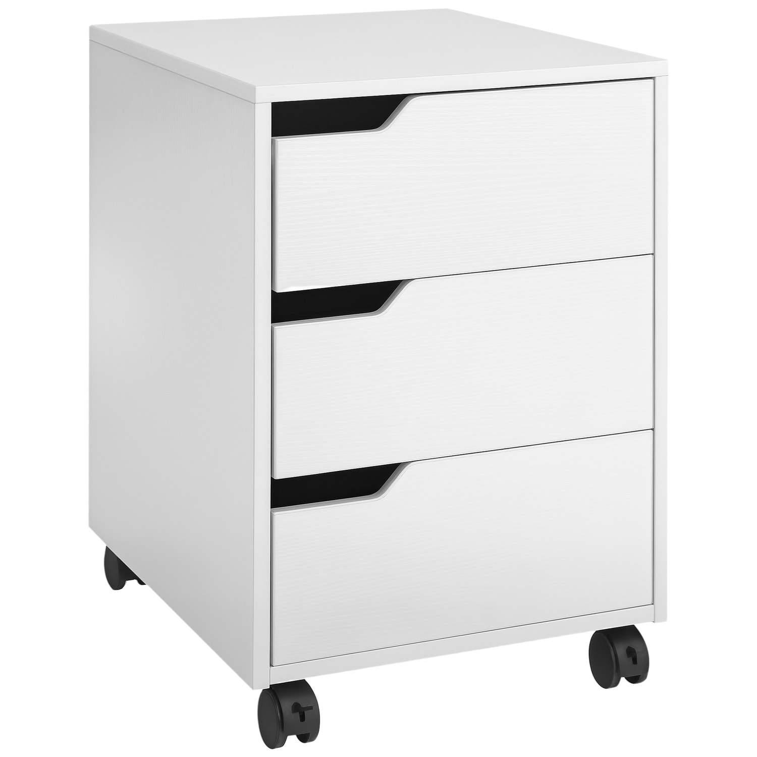 HOMCOM Mobile File Cabinet Pedestal Storage with 3 Drawers Lockable Casters Unde