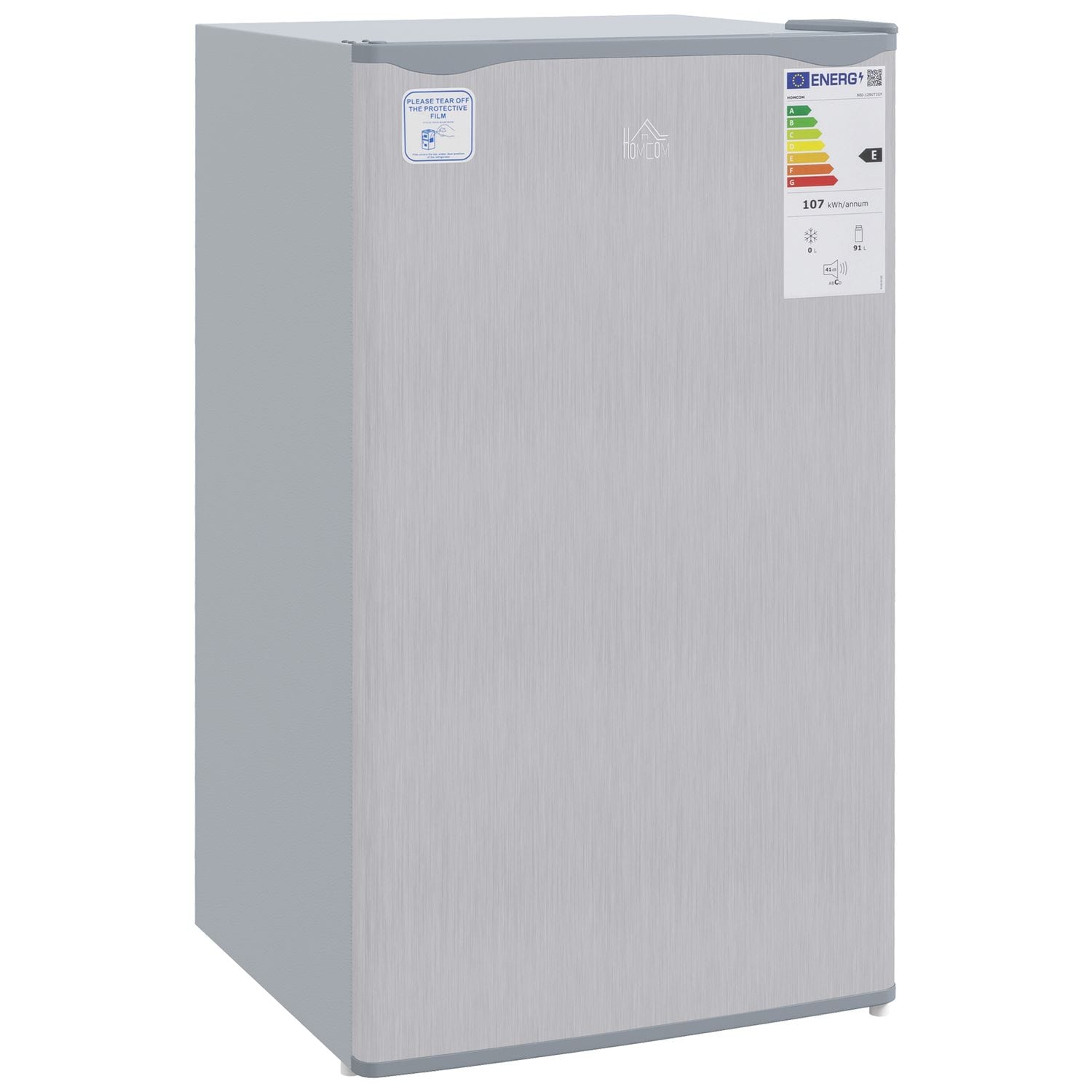 HOMCOM 91L Freestanding Under Counter Fridge Reversible Door 47.5cm Wide Grey
