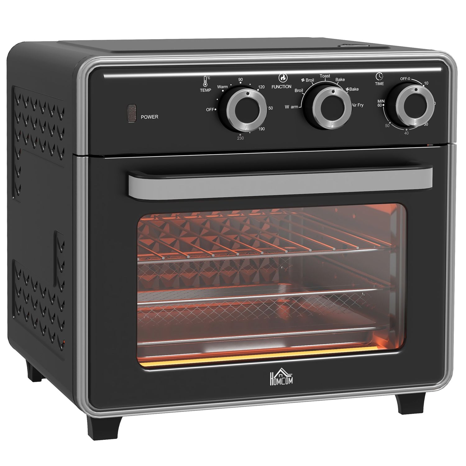 HOMCOM Air Fryer Oven 20L Multi-Function Mini Oven with Double Layered Glass Doo