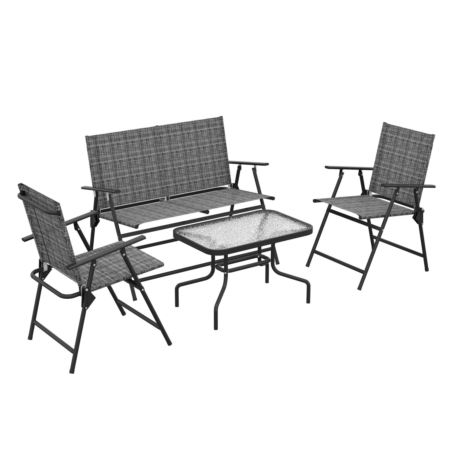 Outsunny 4 Piece Patio Furniture Set Garden Set with Table Foldable Chairs A Lov