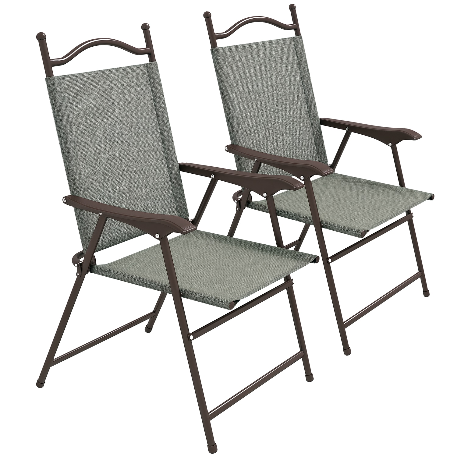 Outsunny Patio Garden Chairs with Foldable Design Sports Chairs Dark Grey