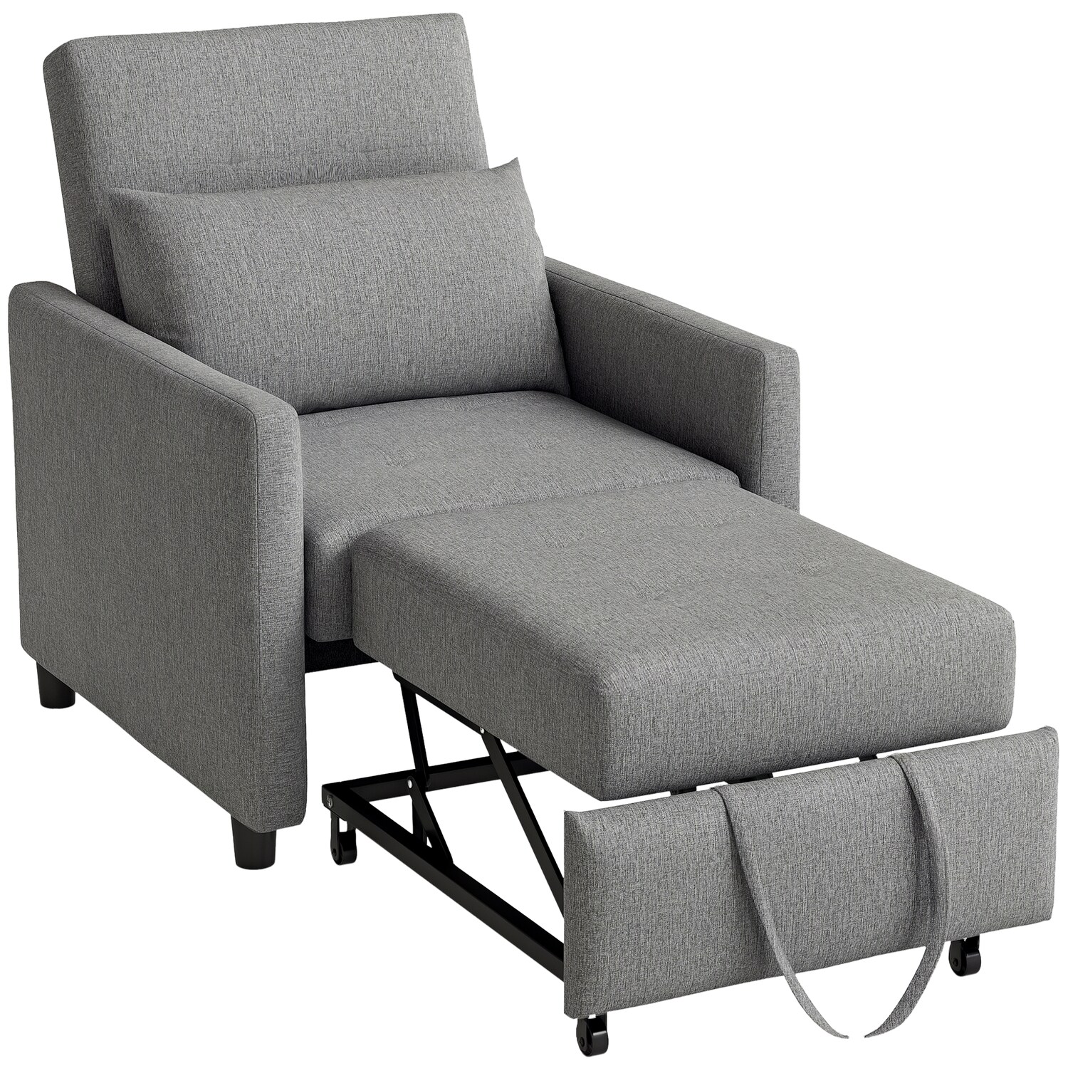 HOMCOM Modern Single Chair Bed with Adjustable Backrest & Wheels for Living Room