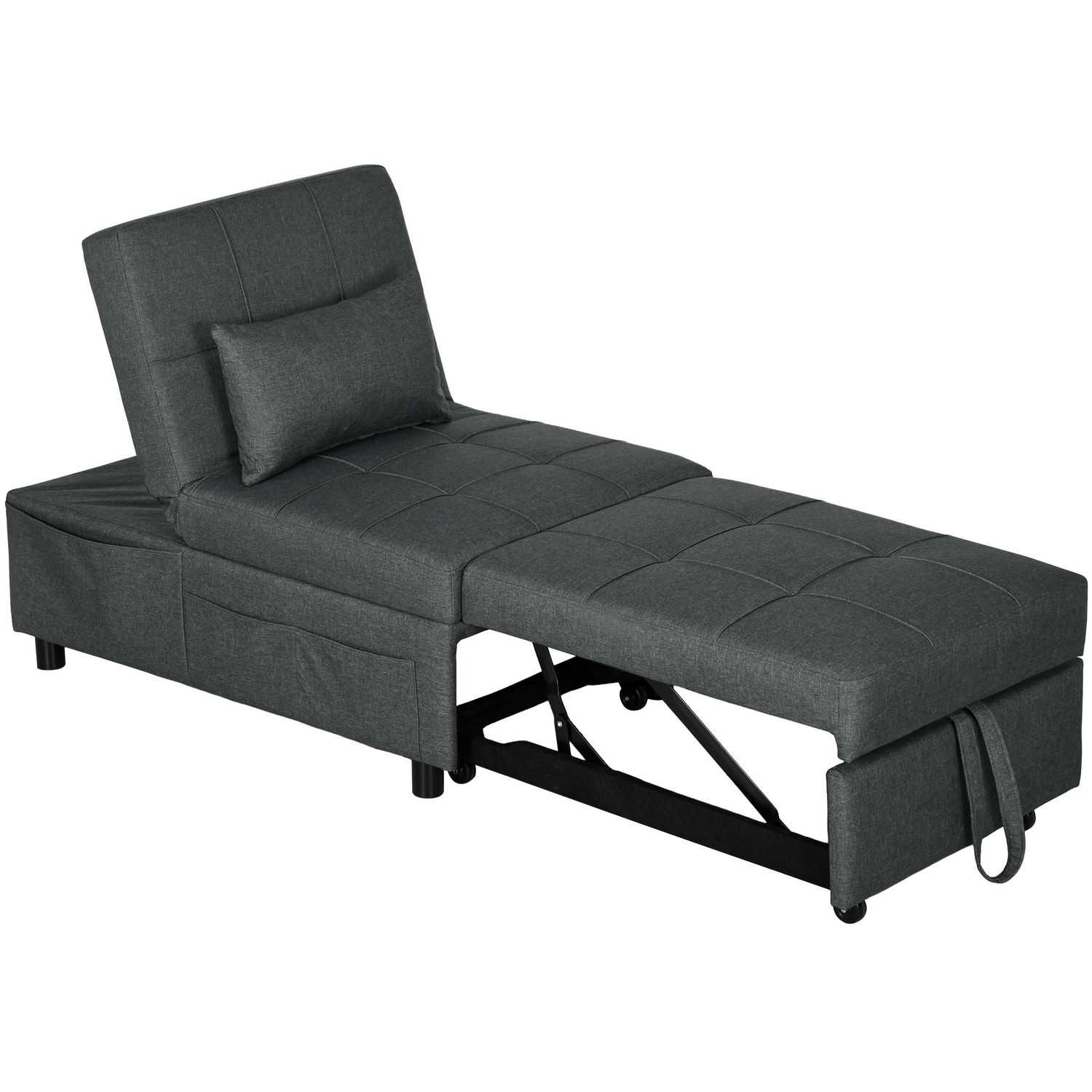 HOMCOM Folding Sofa Bed Pull Out Convertible Chair Bed FCM Backrest Pillow 839-8