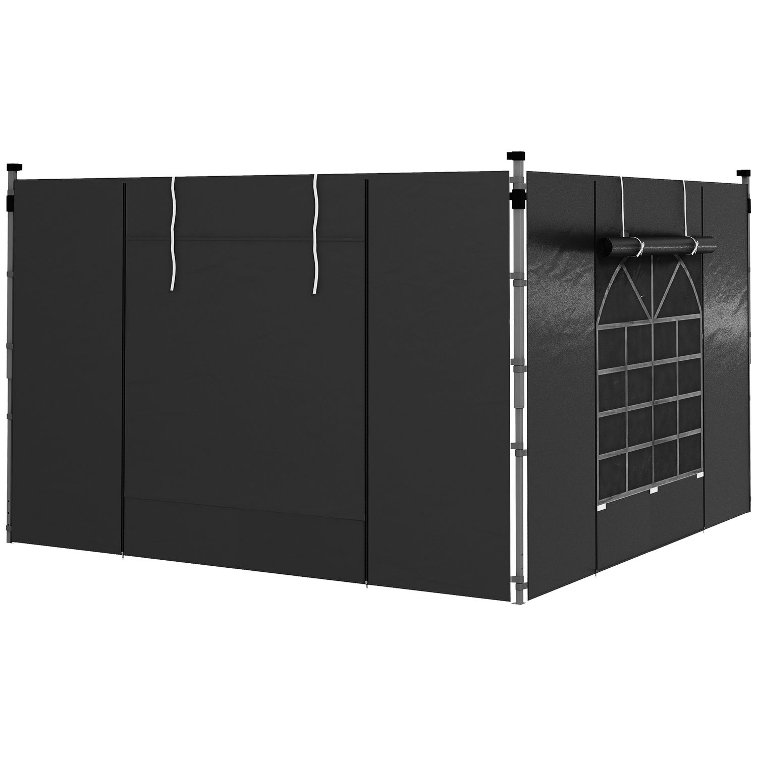 Outsunny Side Panels for 3x3m or 3x6m Pop Up Gazebo with Windows & Doors Black