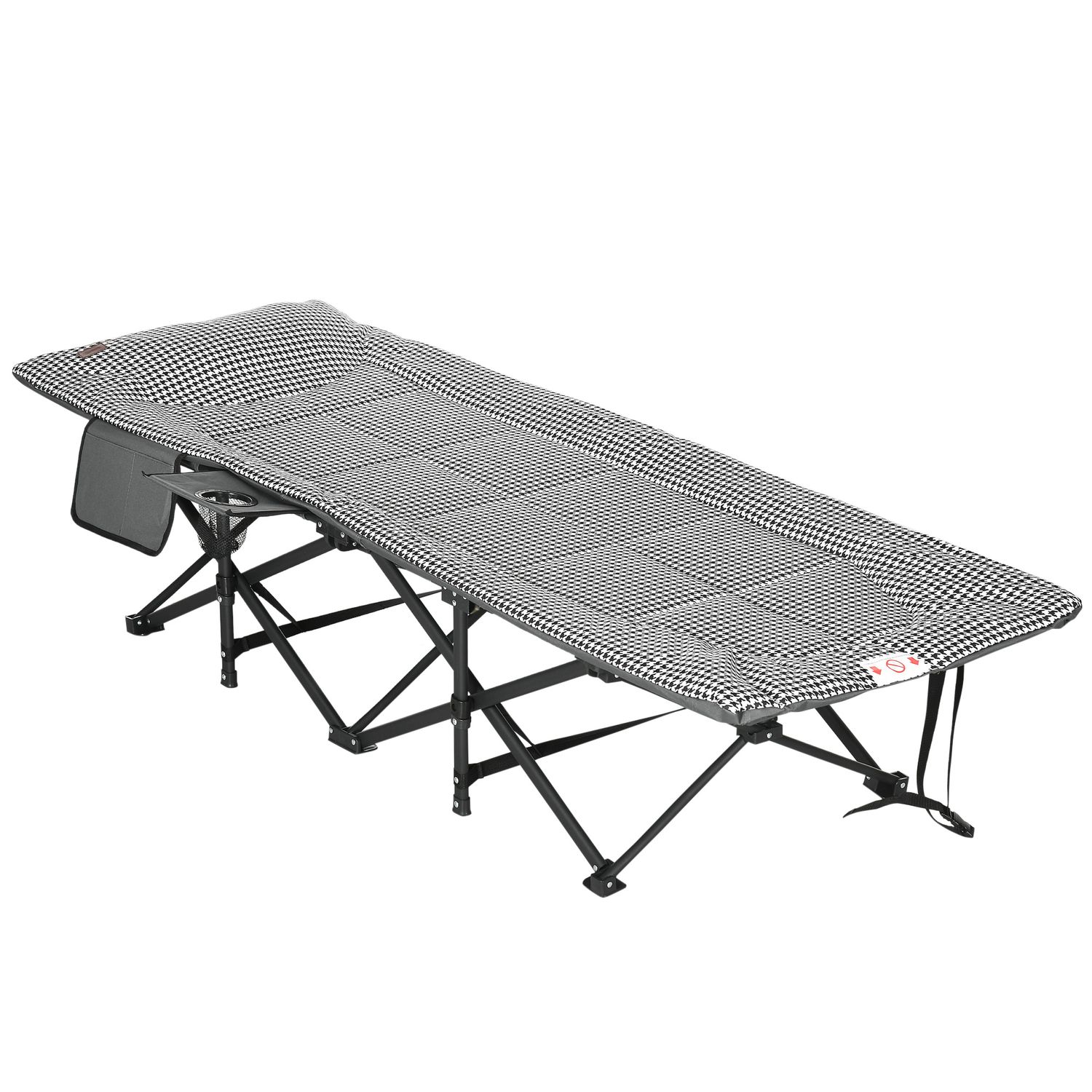 Outsunny Foldable Camping Bed with Soft Padding Carry Bag Magazine Bag Cup Holde