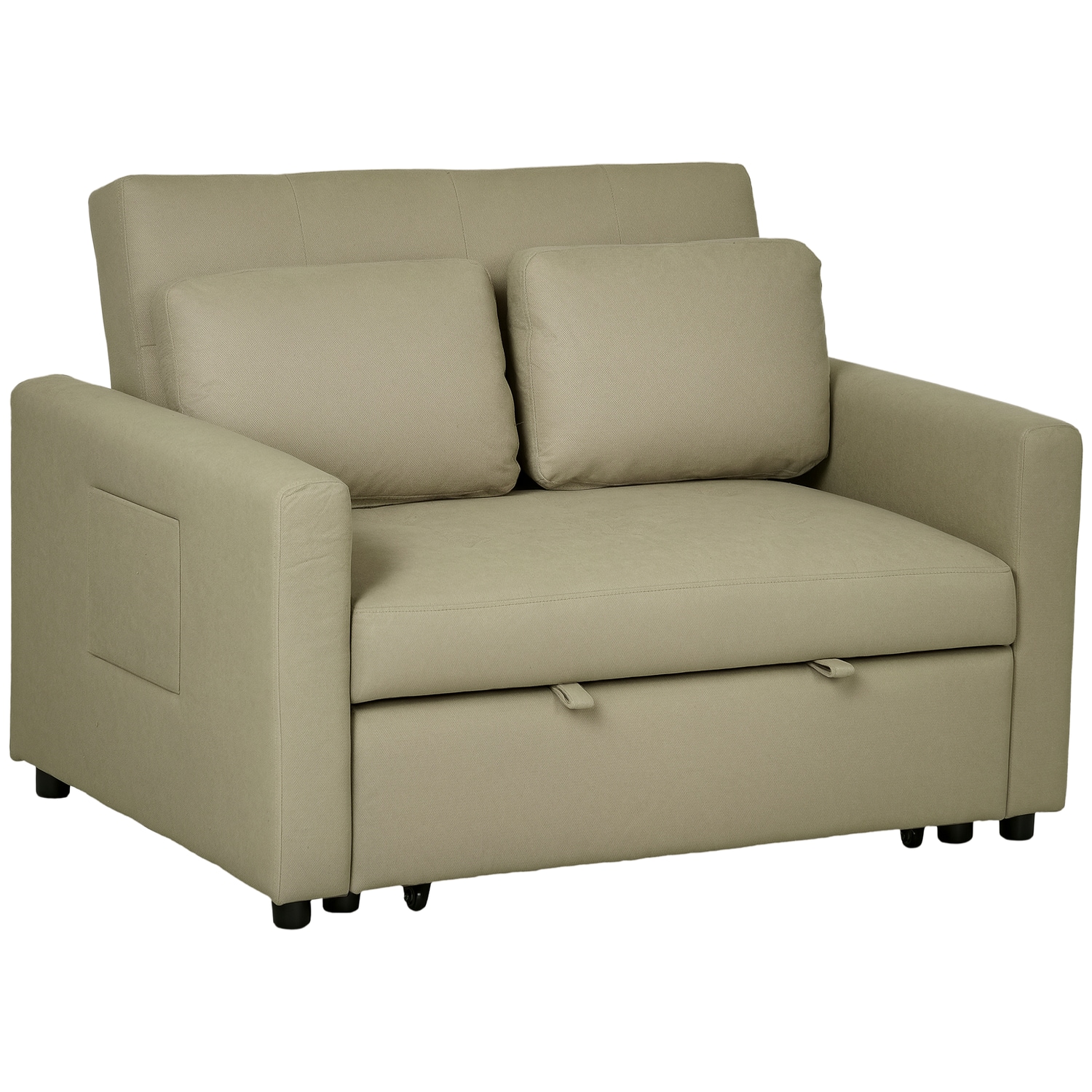 HOMCOM Fabric Convertible 2 Seater Sofa Bed with 2 Cushions for Living Room Brow