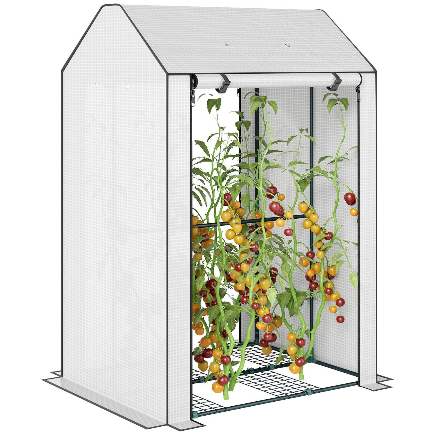 Outsunny Portable Greenhouse Garden Grow House with 4 Wire Shelves & Vents 100x8