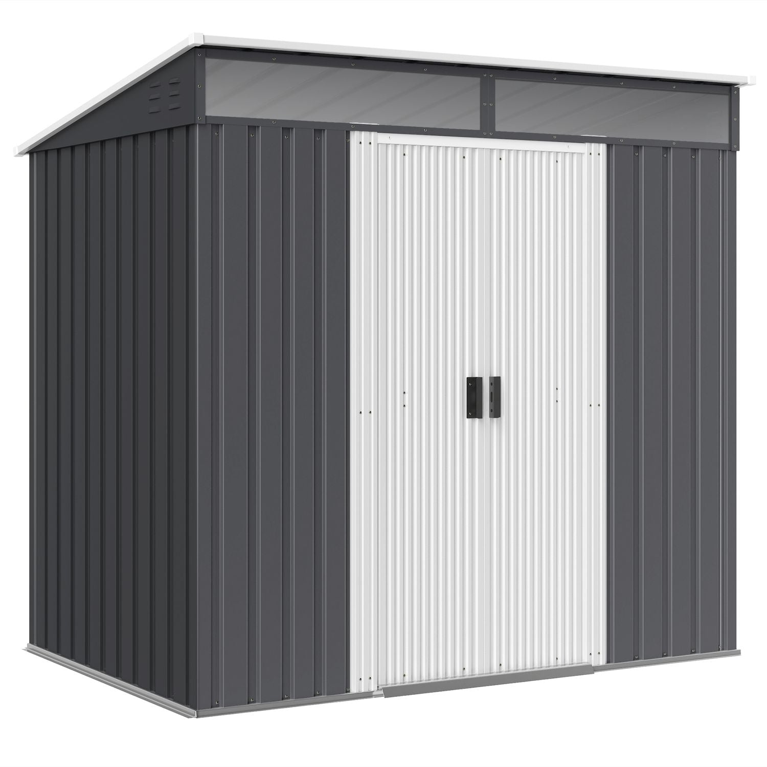 Outsunny 6.5 x 4ft Lockable Metal Garden Shed with Foundation Sliding Doors 2 Ve