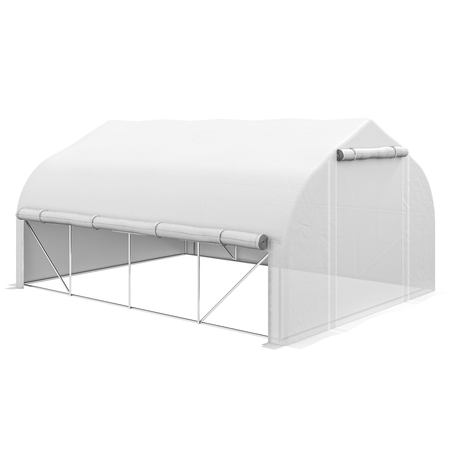 Outsunny 4 x 3m Polytunnel Greenhouse with Roll Up Sidewalls Mesh Door Plant Lab